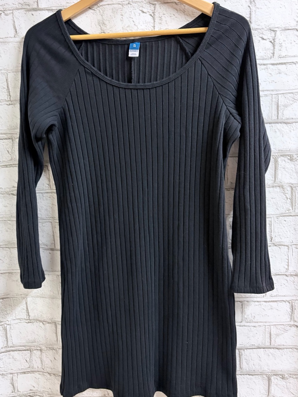 Old Navy Black Ribbed Long-Sleeve Scoop Neck Dress NEW